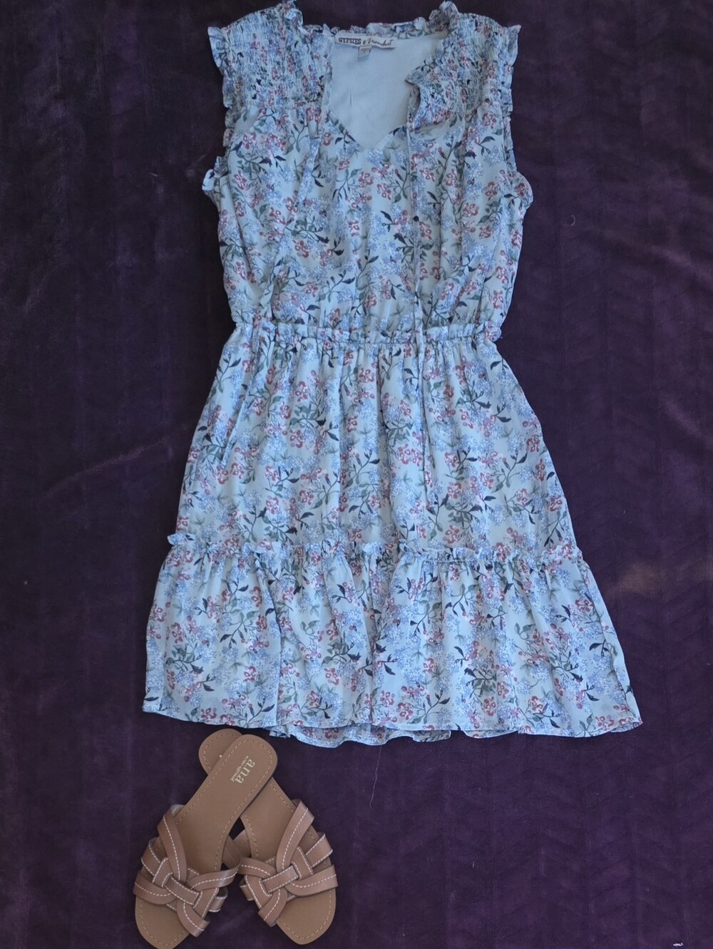 Gypsies & Moondust Light Blue Floral Ruffle Sundress